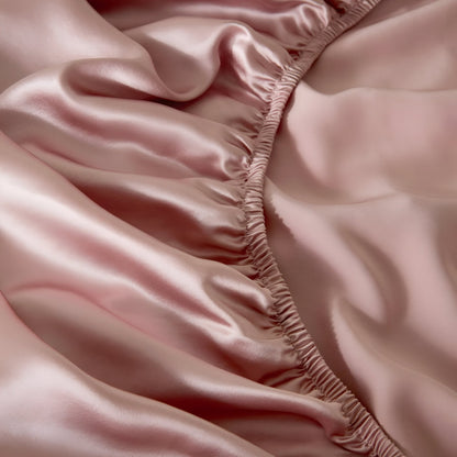 19 Momme Silk Fitted Sheet - Close Up - Pink