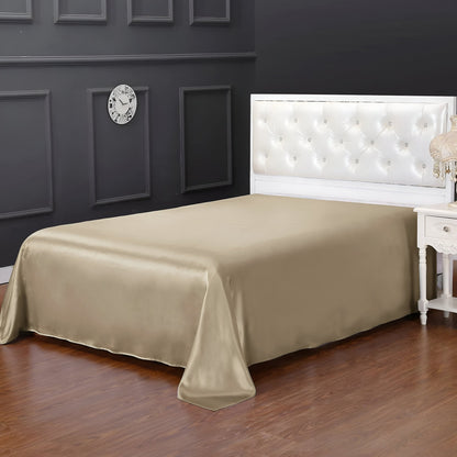 19 Momme Silk Flat Sheet Set (Set of 3) - 19 Momme Silk Flat Sheet - Front Side view - Main Product Image - Taupe