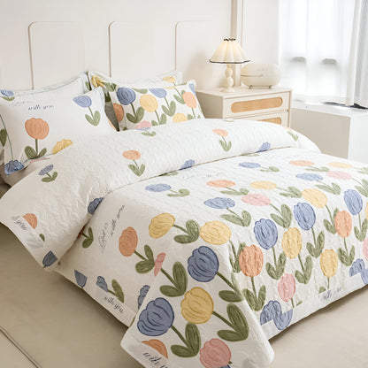 Juliet Cotton Bedspread - Side View - Left Side - Multicolor