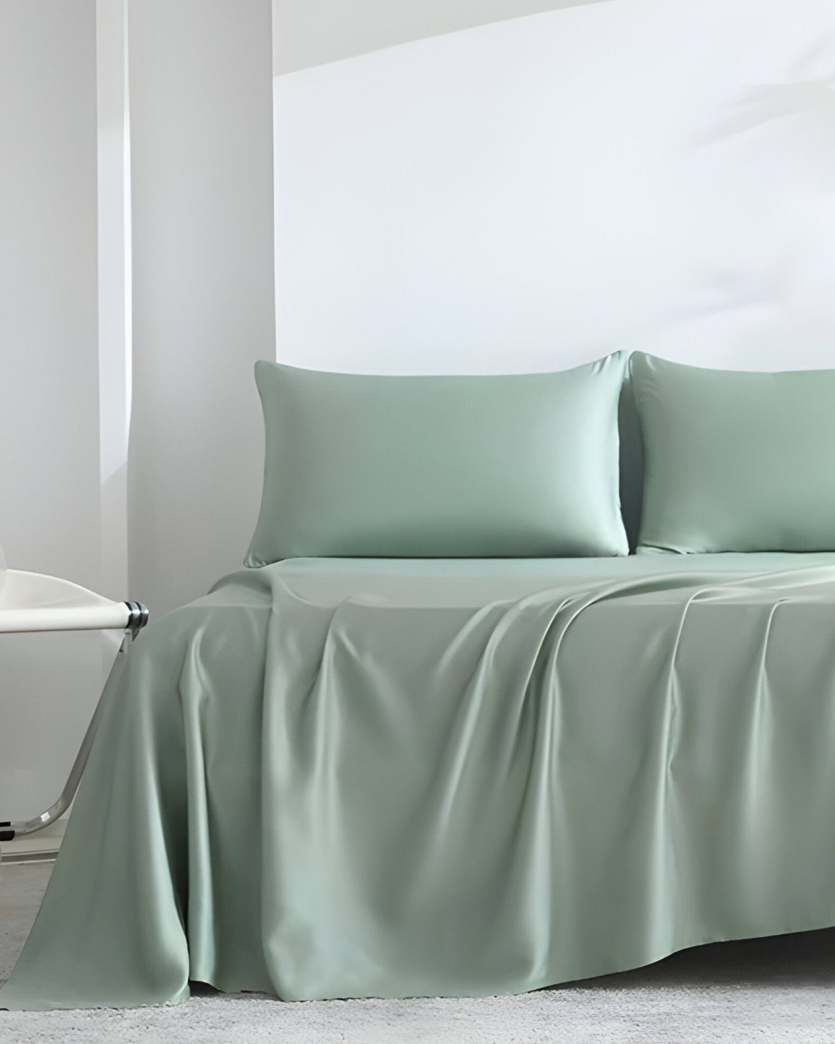 Adele Bamboo Sheet Set (Set of 4) - Front Side View - Mint Green