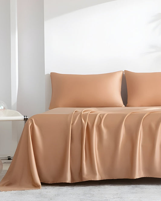 Adele Bamboo Sheet Set (Set of 4) - Front Side View - Peach