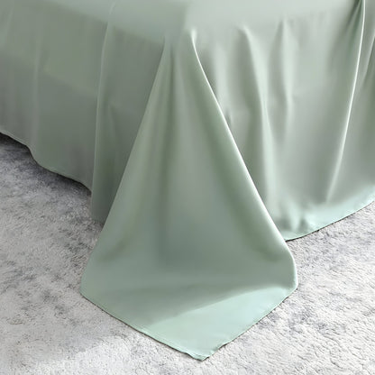 Adele Bamboo Sheet Set (Set of 4) - Close Up Of Flat Sheet - Mint Green