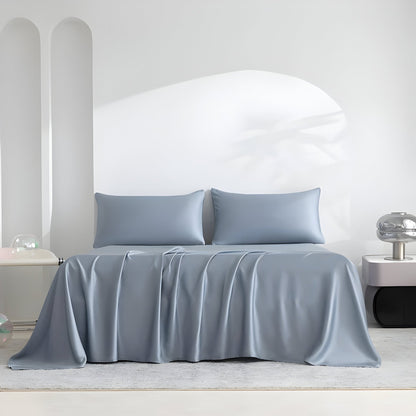 Adele Bamboo Sheet Set (Set of 4) - Front Side View - Main Product Image - Ice Blue