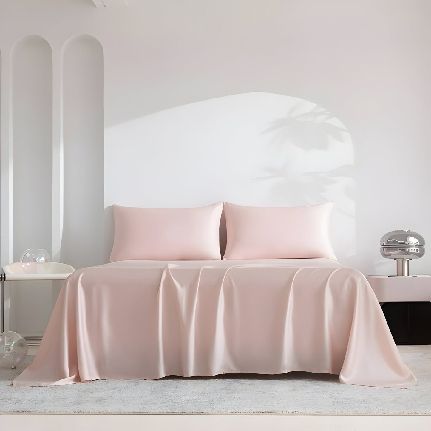 Adele Bamboo Sheet Set (Set of 4) - Front Side View - Main Product Image - Pink