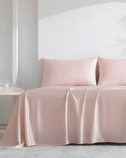 Adele Bamboo Sheet Set (Set of 4) - Front Side View - Pink