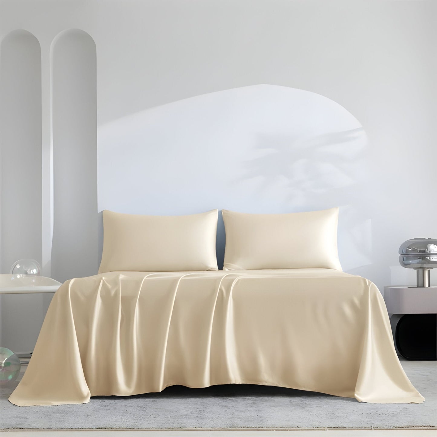 Adele Bamboo Sheet Set (Set of 4) - Front Side View - Main Product Image - Champagne