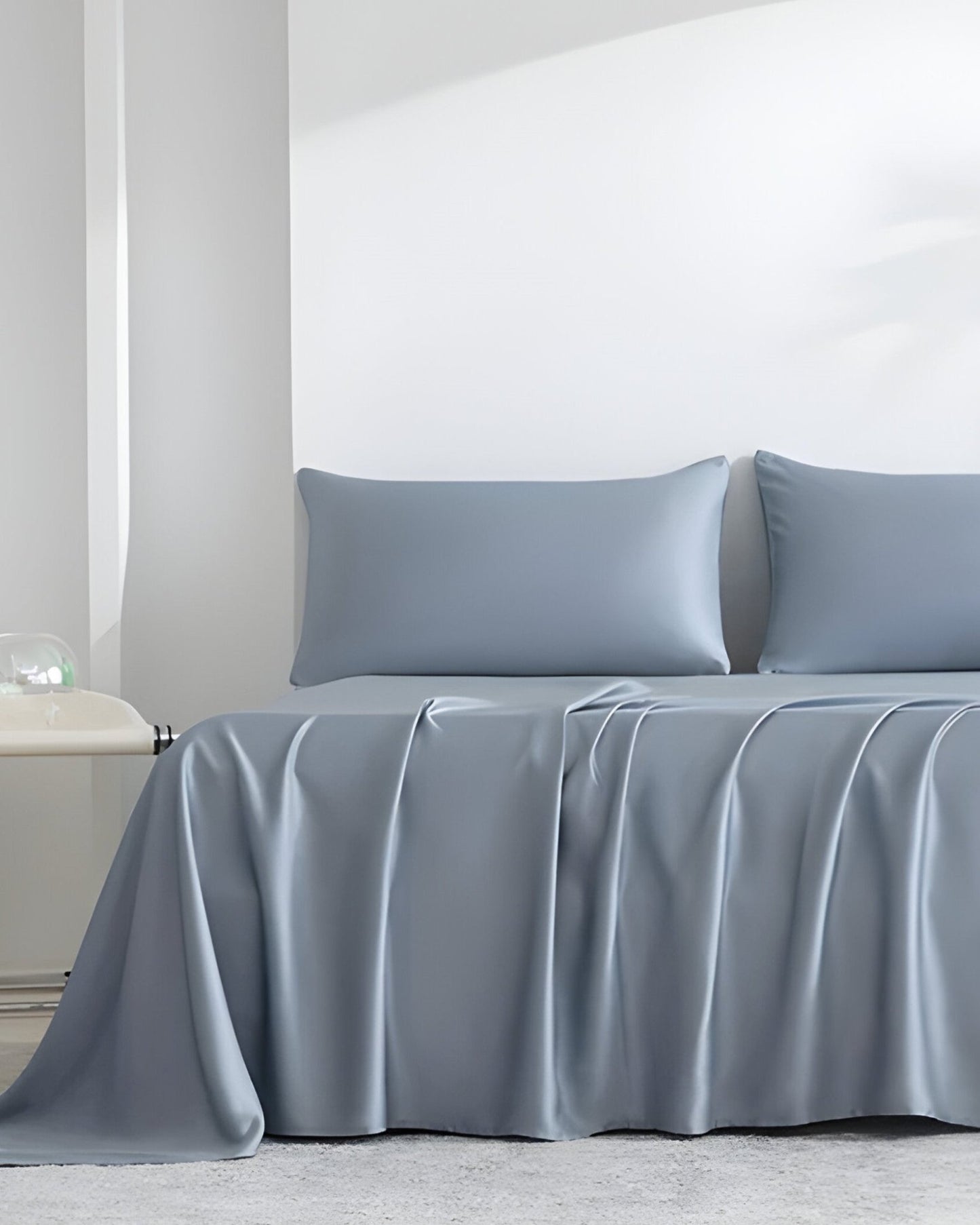 Adele Bamboo Sheet Set (Set of 4) - Front Side View - Ice Blue