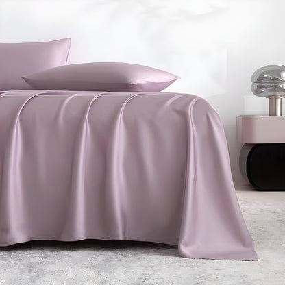 Adele Bamboo Sheet Set (Set of 4) - Close Up Of Flat Sheet - Lilac