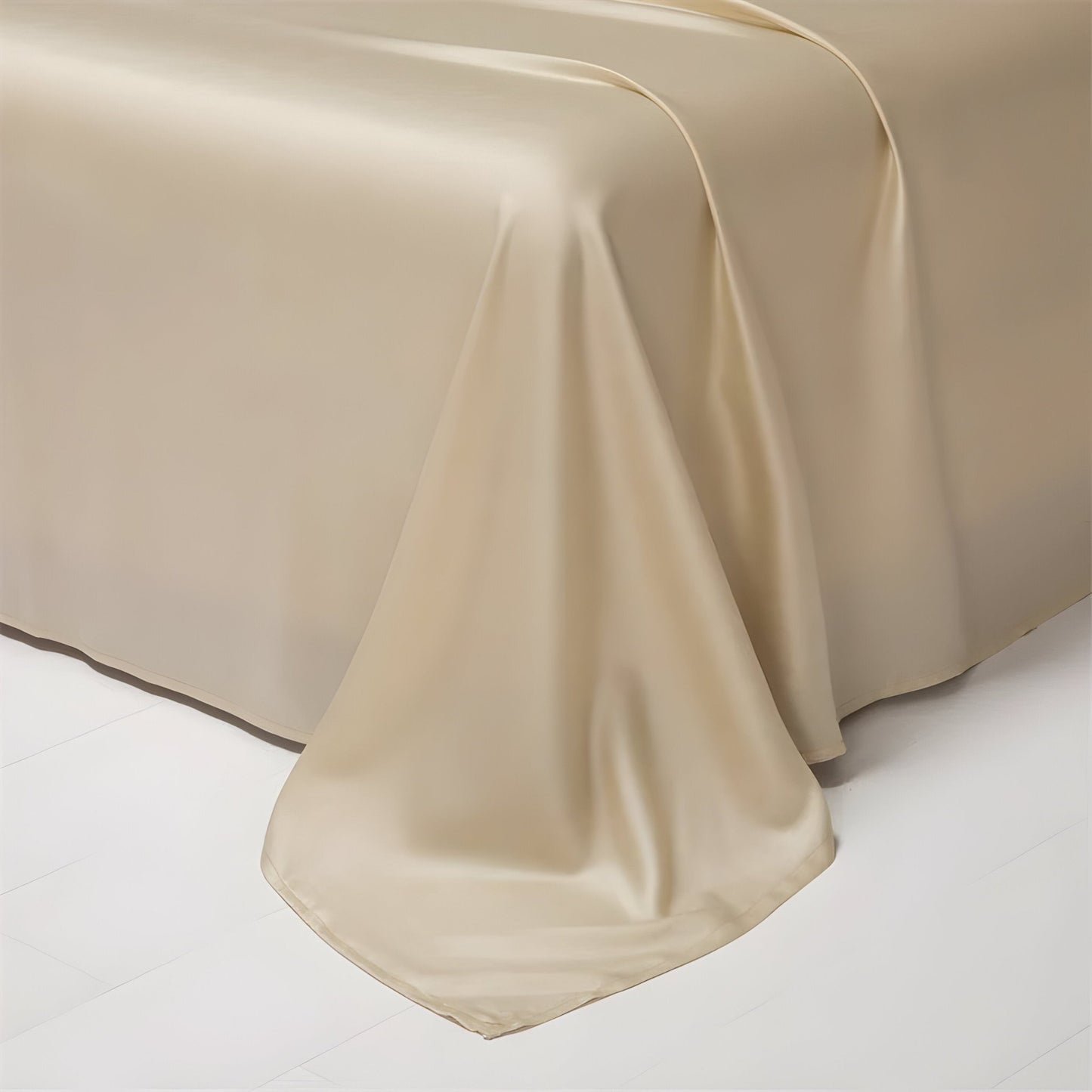 Adele Bamboo Sheet Set (Set of 4) - Close Up Of Flat Sheet - Champagne