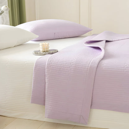 Adele Washed Cotton Bedspread - Close Up - Lilac