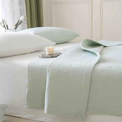 Adele Washed Cotton Bedspread - Close Up - Pastel Green