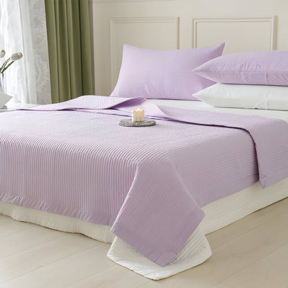 Adele Washed Cotton Bedspread - Side View - Right Side - Lilac