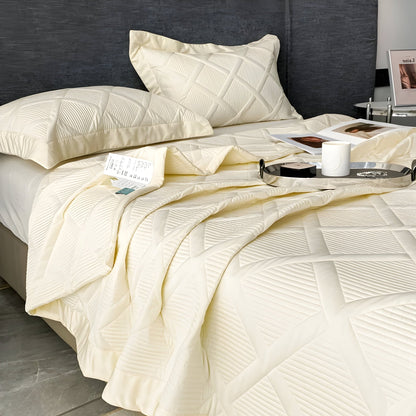 Alina Lyocell Bedspread - Side View - Left Side - Close Up - Cream