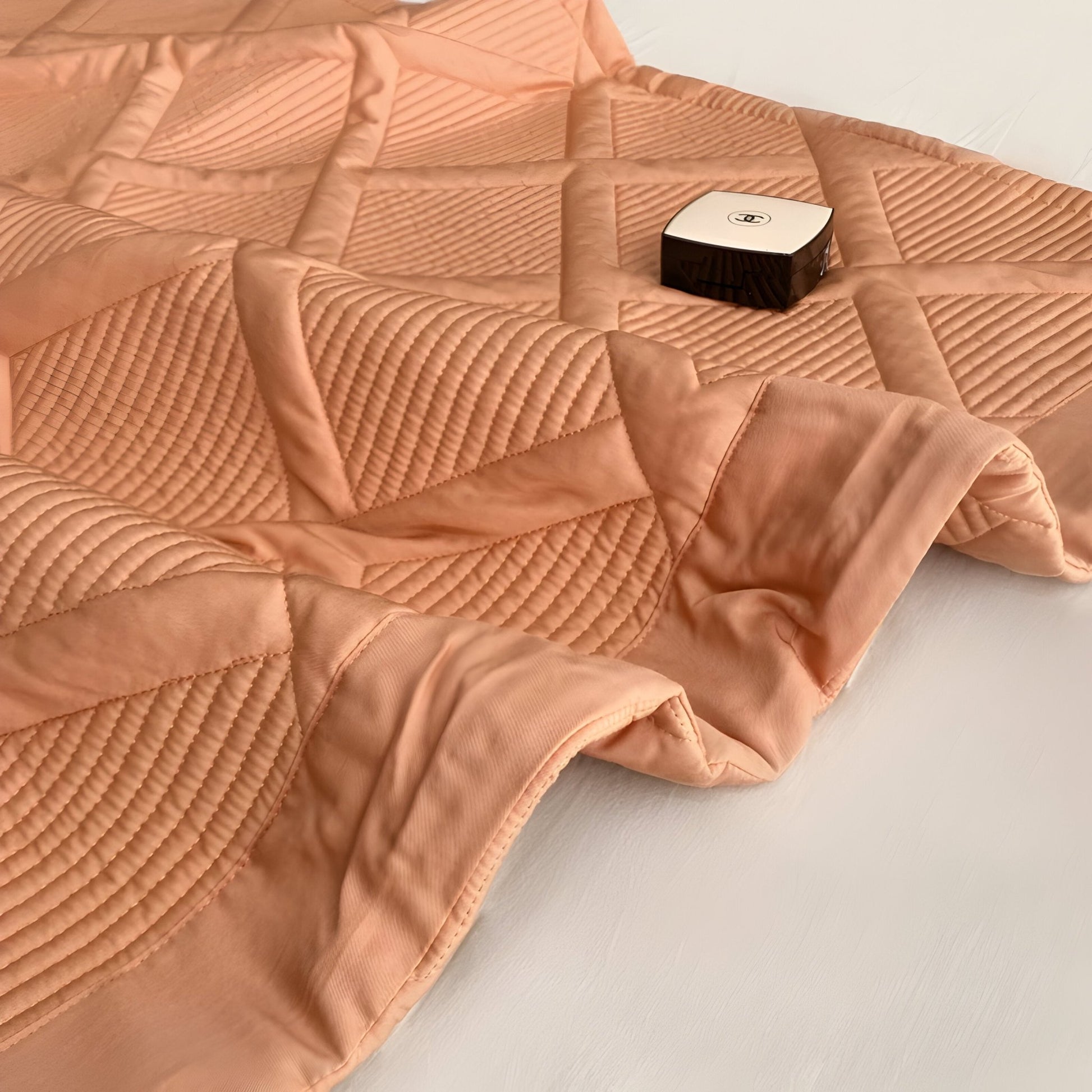 Alina Lyocell Bedspread - Close Up Of Detailing - Orange