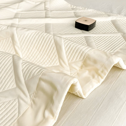 Alina Lyocell Bedspread - Close Up Of Detailing - Cream