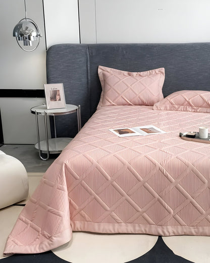 Alina Lyocell Bedspread - Front Side View - Blush