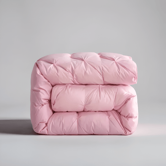 All Season 600 Fill Power Goose Down Duvet - Front Side View - Folded Neatly - Pink