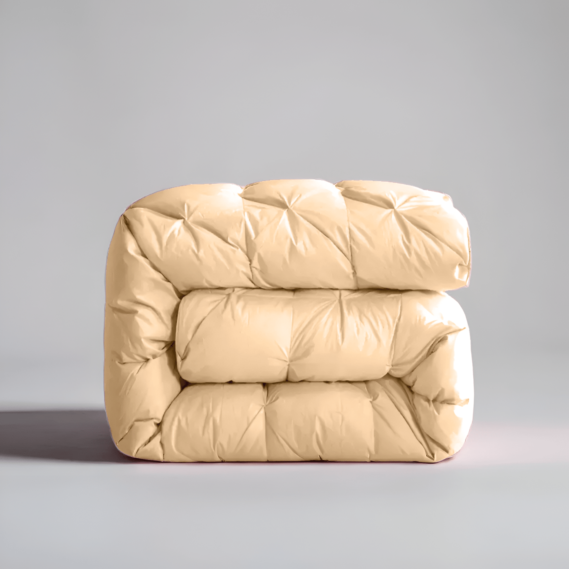 All Season 600 Fill Power Goose Down Duvet - Front Side View - Main Product Image - Folded Neatly - Cream