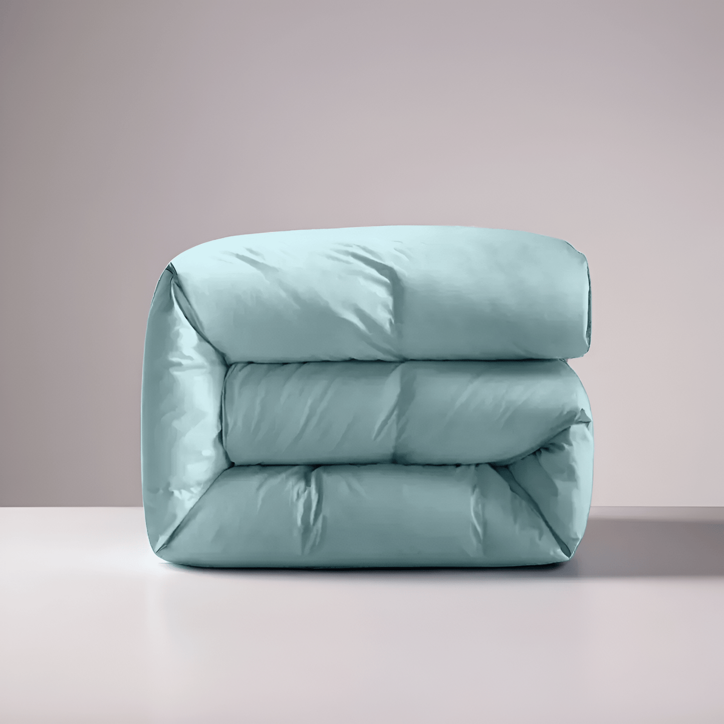 All Season 650 Fill Power Goose Down Comforter - Front Side View - Main Product Image - Folded Neatly - Turquoise