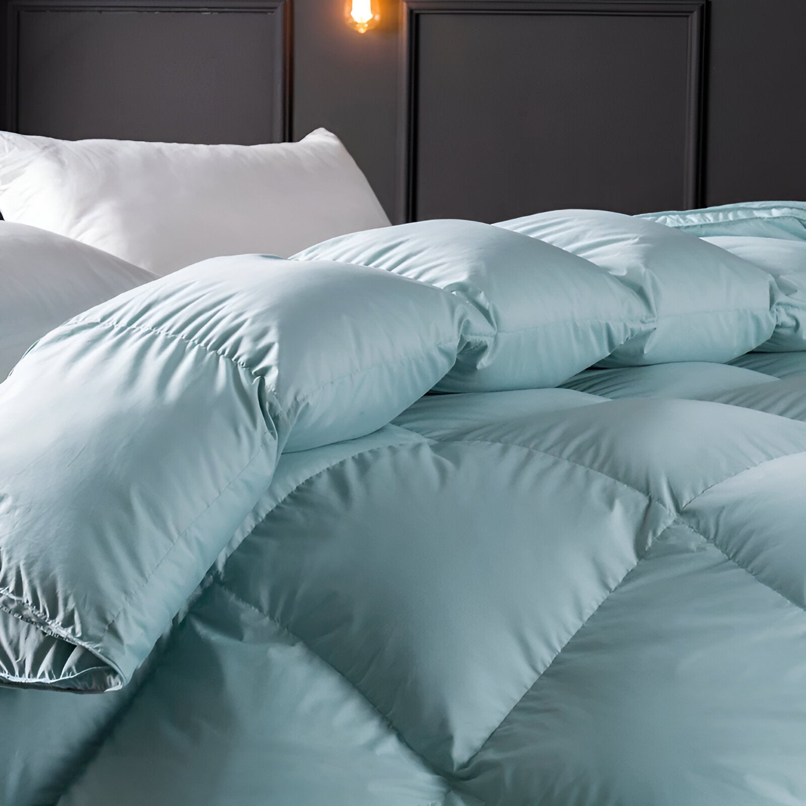 All Season 650 Fill Power Goose Down Comforter - Close Up - Turquoise