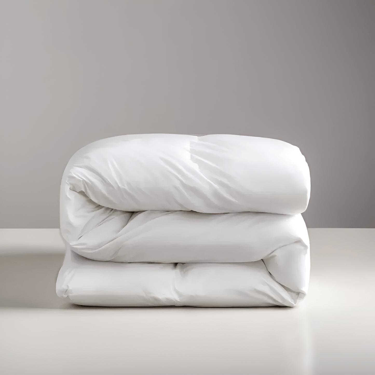 All Season 700 Fill Power Goose Down Comforter - Front Side View - Main Product Image - Folded Neatly - White