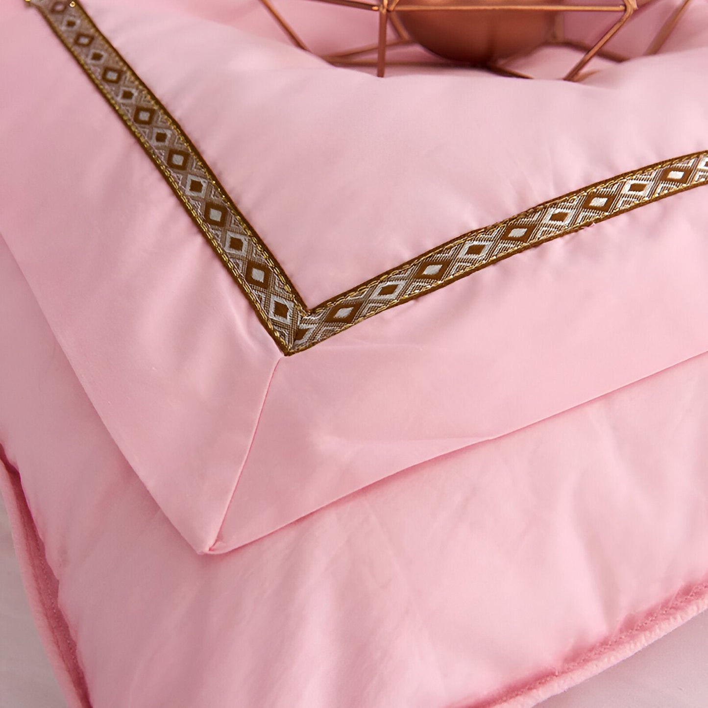 All Season 750 Fill Power Goose Down Comforter - Close Up Of Detailing - Pink