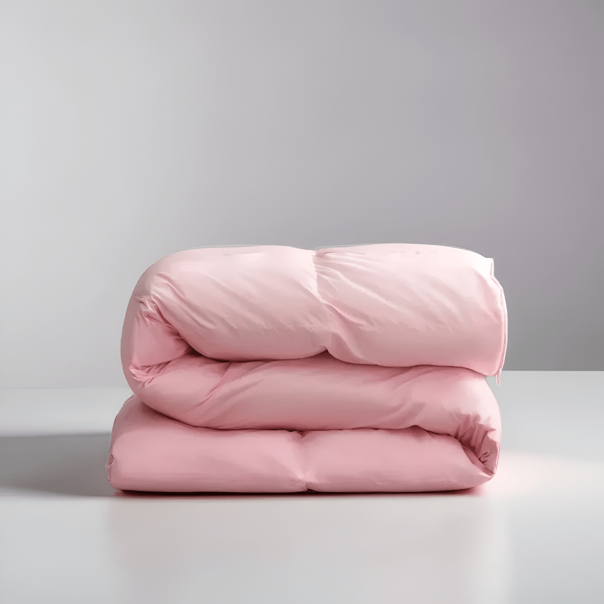 All Season 750 Fill Power Goose Down Comforter - Front Side View - Main Product Image - Folded Neatly - Pink