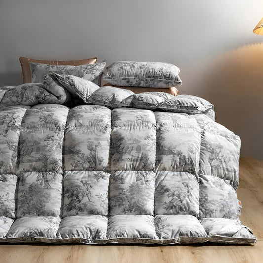 All Season 800 Fill Power Goose Down Comforter - Front Side View - Main Product Image - Gray