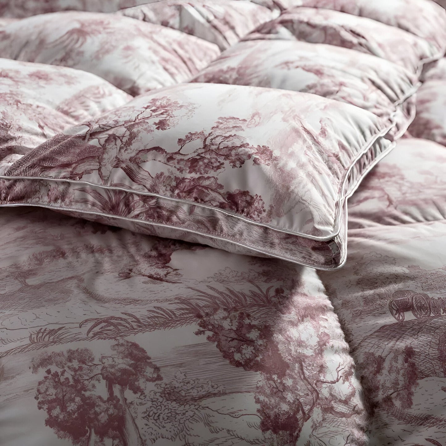 All Season 800 Fill Power Goose Down Comforter - Close Up Of Detailing - Mauve