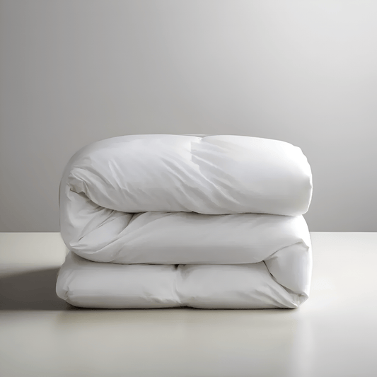 All Season 850 Fill Power 2 - in - 1 Down Duvet - Front Side View - Main Product Image - Folded Neatly - White