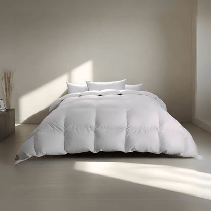 All Season 900 Fill Power Goose Down Comforter - Front Side View - White