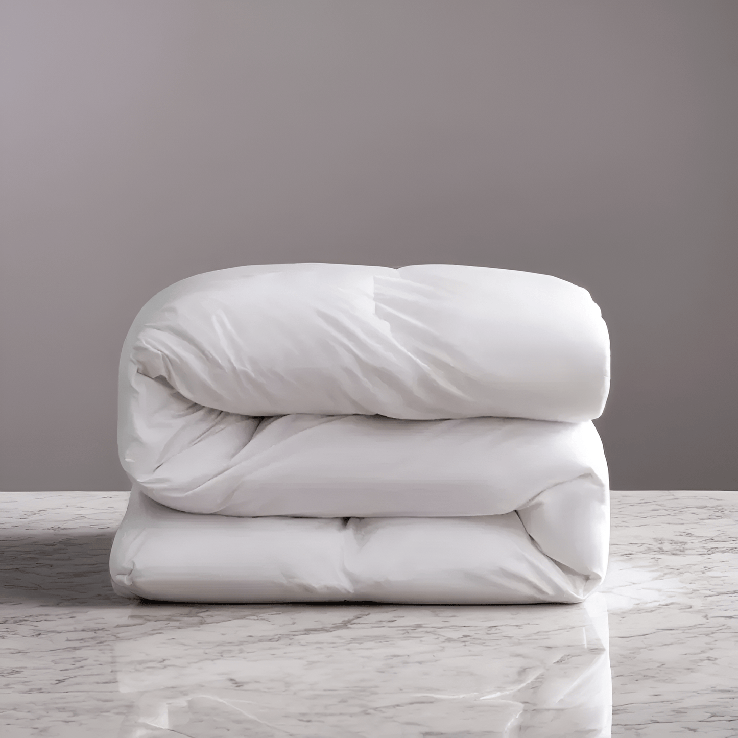 All Season 900 Fill Power Goose Down Comforter - Front Side View - Main Product Image - Folded Neatly - White