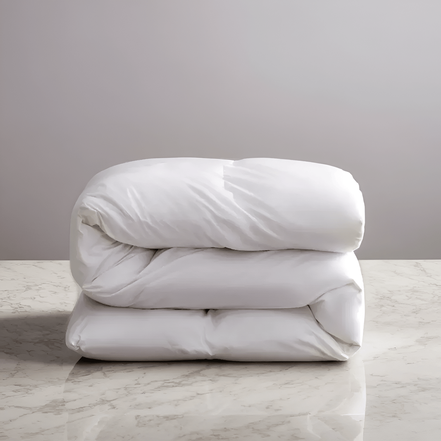 All Season Hungarian Goose Down Comforter - Front Side View - Main Product Image - Folded Neatly - White