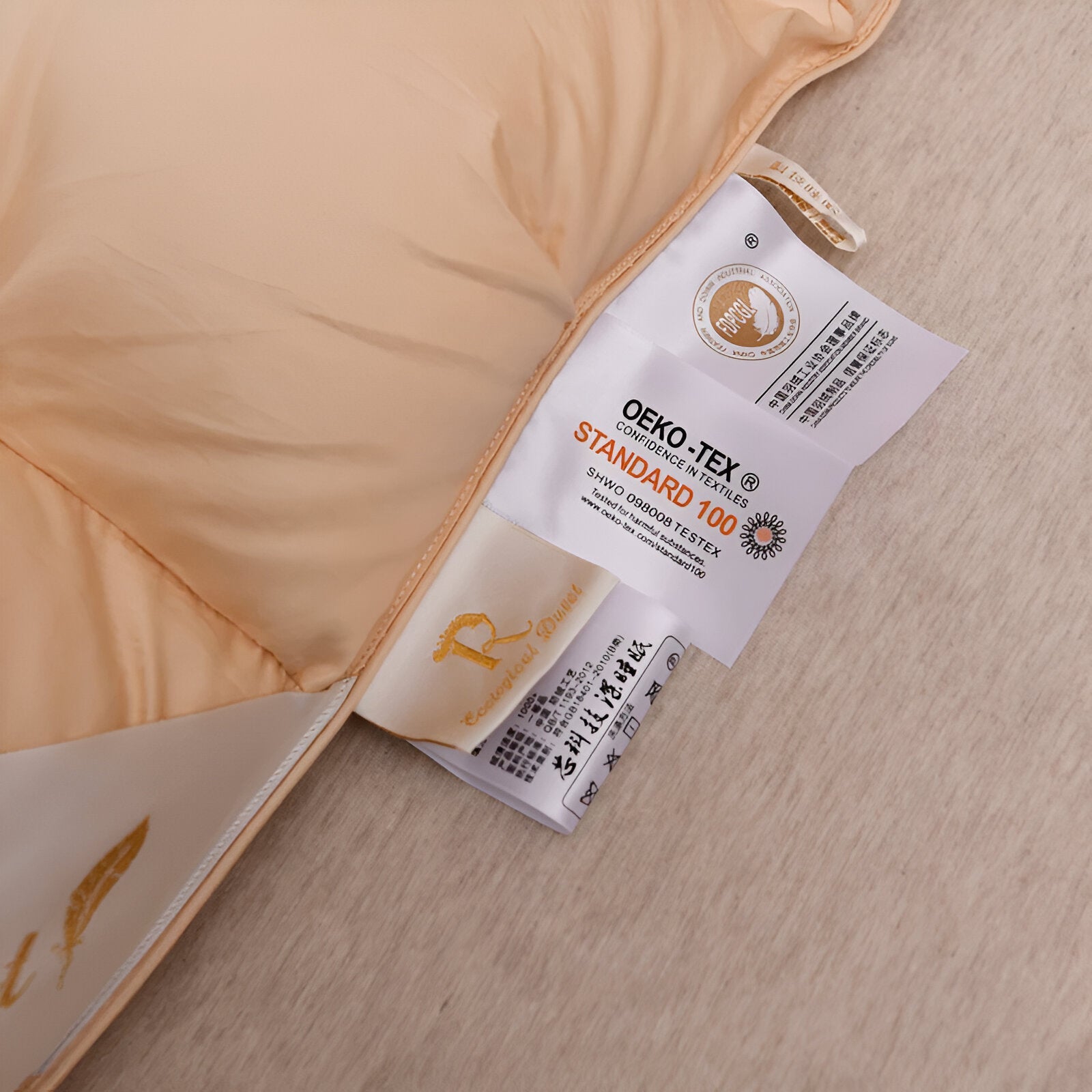 All Season Quilted Goose Down Comforter - Close Up Of Tags