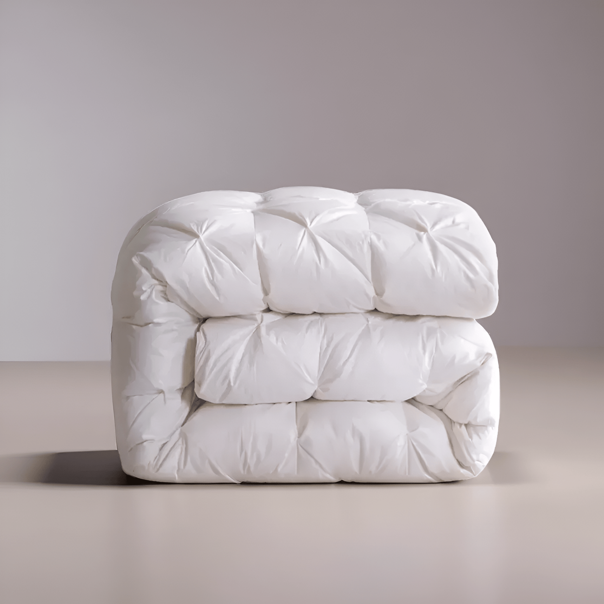 All Season Quilted Goose Down Comforter - Front Side View - Main Product Image - Folded Neatly - White