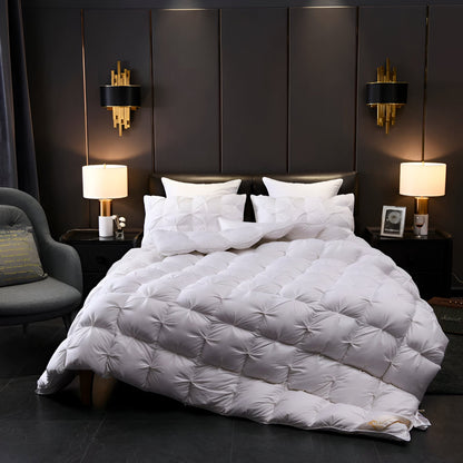 All Season Quilted Goose Down Comforter - Front Side View - White