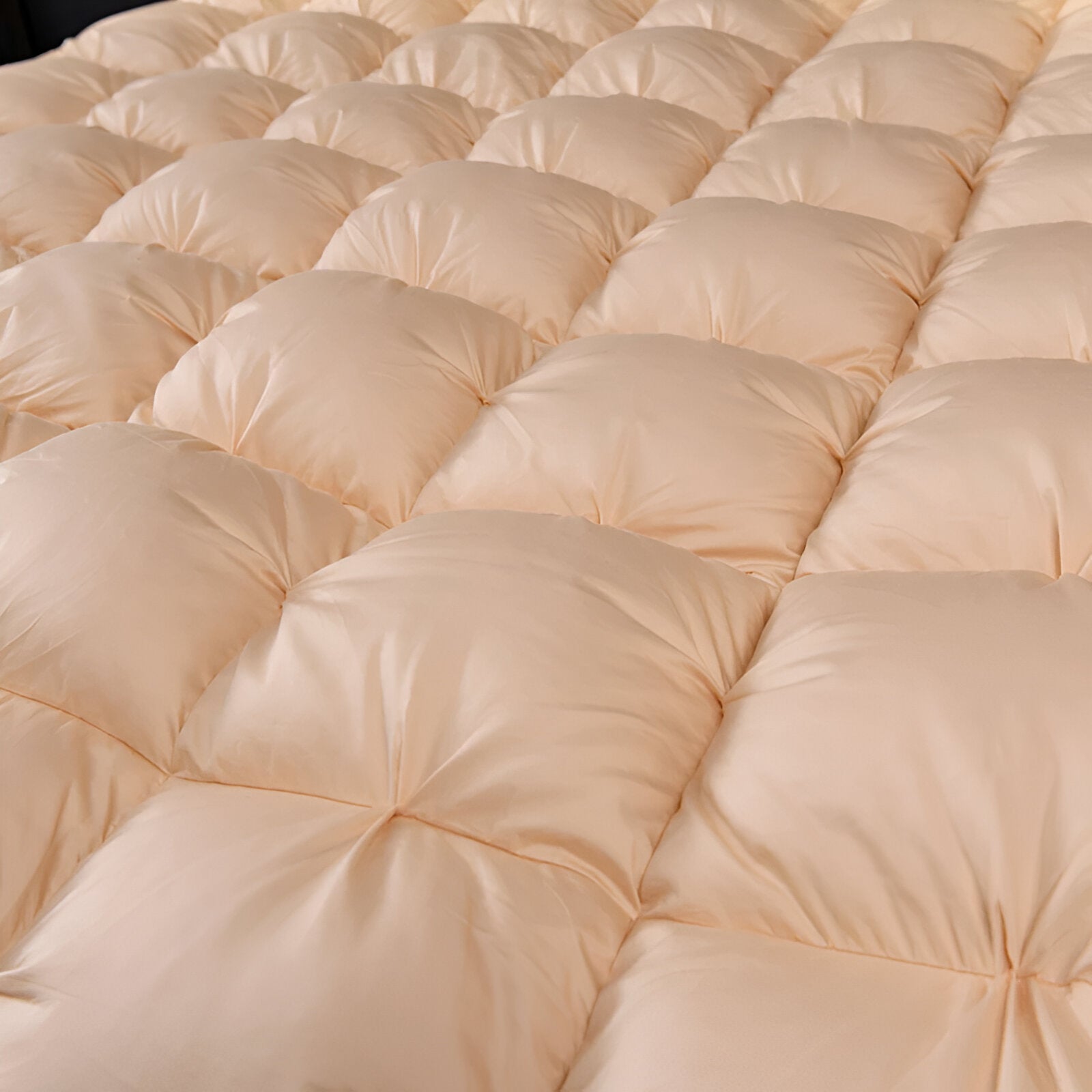 All Season Quilted Goose Down Comforter - Close Up Of Detailing - Apricot