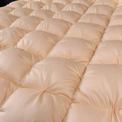 All Season Quilted Goose Down Comforter - Close Up Of Detailing - Apricot