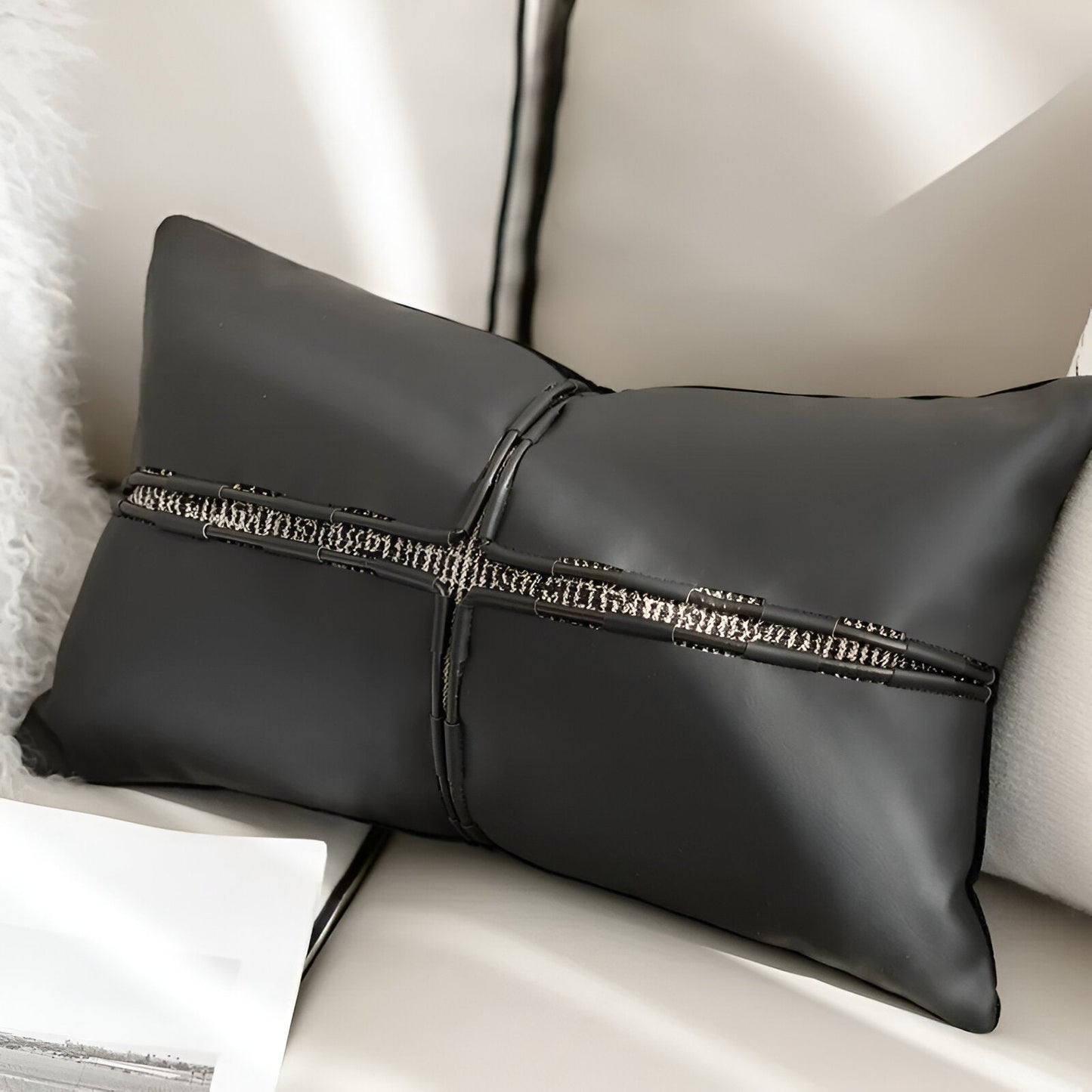 Allison Rectangular Throw Pillow - Front Side View - Main Product Image - Black