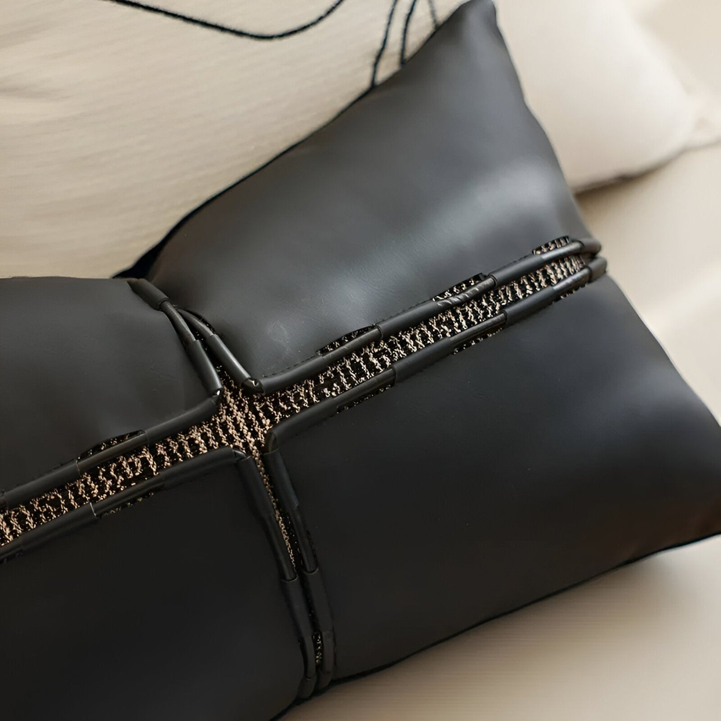 Allison Rectangular Throw Pillow - Close Up - Black