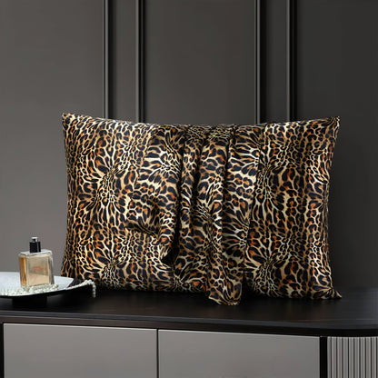 Alora Silk Pillowcase - Front Side View - Black Background - Multicolor