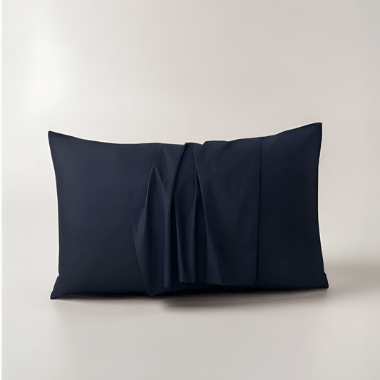 Amber Cotton Pillowcase Set (Set of 2) - Front Side View - Main Product Image - Navy Blue