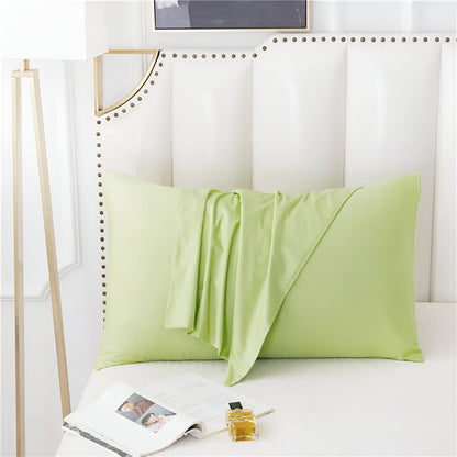 Amber Cotton Pillowcase Set (Set of 2) - Front Side View - Close Up - Lime Green