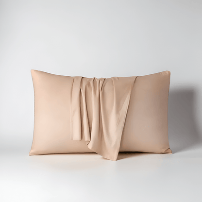 Amber Cotton Pillowcase Set (Set of 2) - Front Side View - Main Product Image - Peach