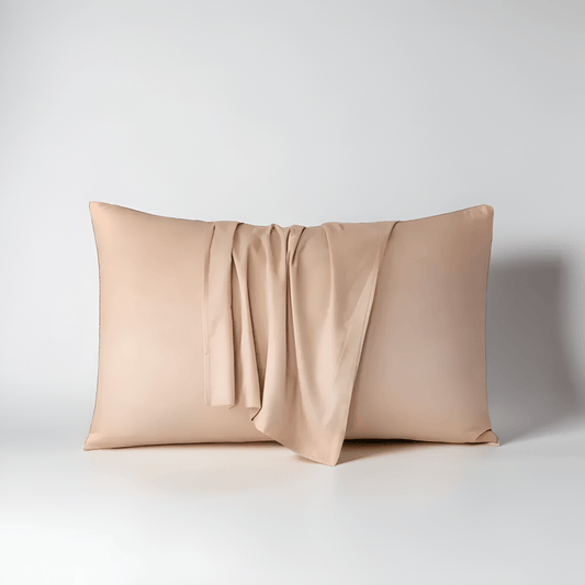 Amber Cotton Pillowcase Set (Set of 2) - Front Side View - Main Product Image - Peach