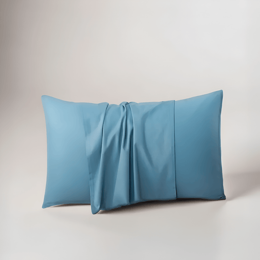 Amber Cotton Pillowcase Set (Set of 2) - Front Side View - Main Product Image - Baby Blue