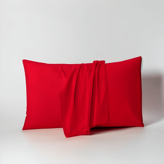 Amber Cotton Pillowcase Set (Set of 2) - Front Side View - Main Product Image - Red