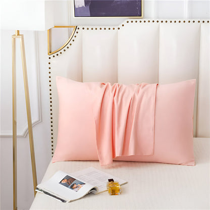 Amber Cotton Pillowcase Set (Set of 2) - Front Side View - Close Up - Peach Pink