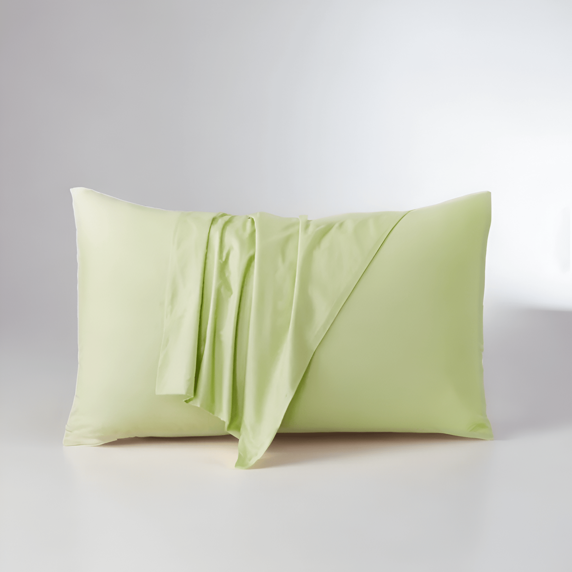 Amber Cotton Pillowcase Set (Set of 2) - Front Side View - Main Product Image - Lime Green