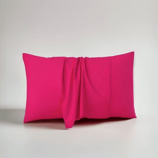 Amber Cotton Pillowcase Set (Set of 2) - Front Side View - Main Product Image - Hot Pink